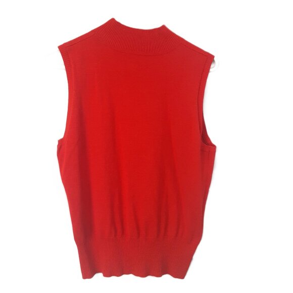Judith Hart Silk Knit Blouse L Sleeveless Pullover Red Holiday Party Minimalist - Picture 2 of 6